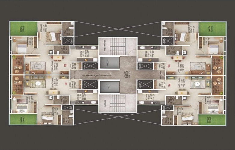 majestique aravali 3bhk floor plan
